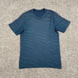 Lululemon Shirt Mens Small Blue Green Breathe Repeat Seamless Athletic Top SS